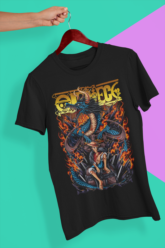 One Piece T-Shirt Luffy Blue Dragon