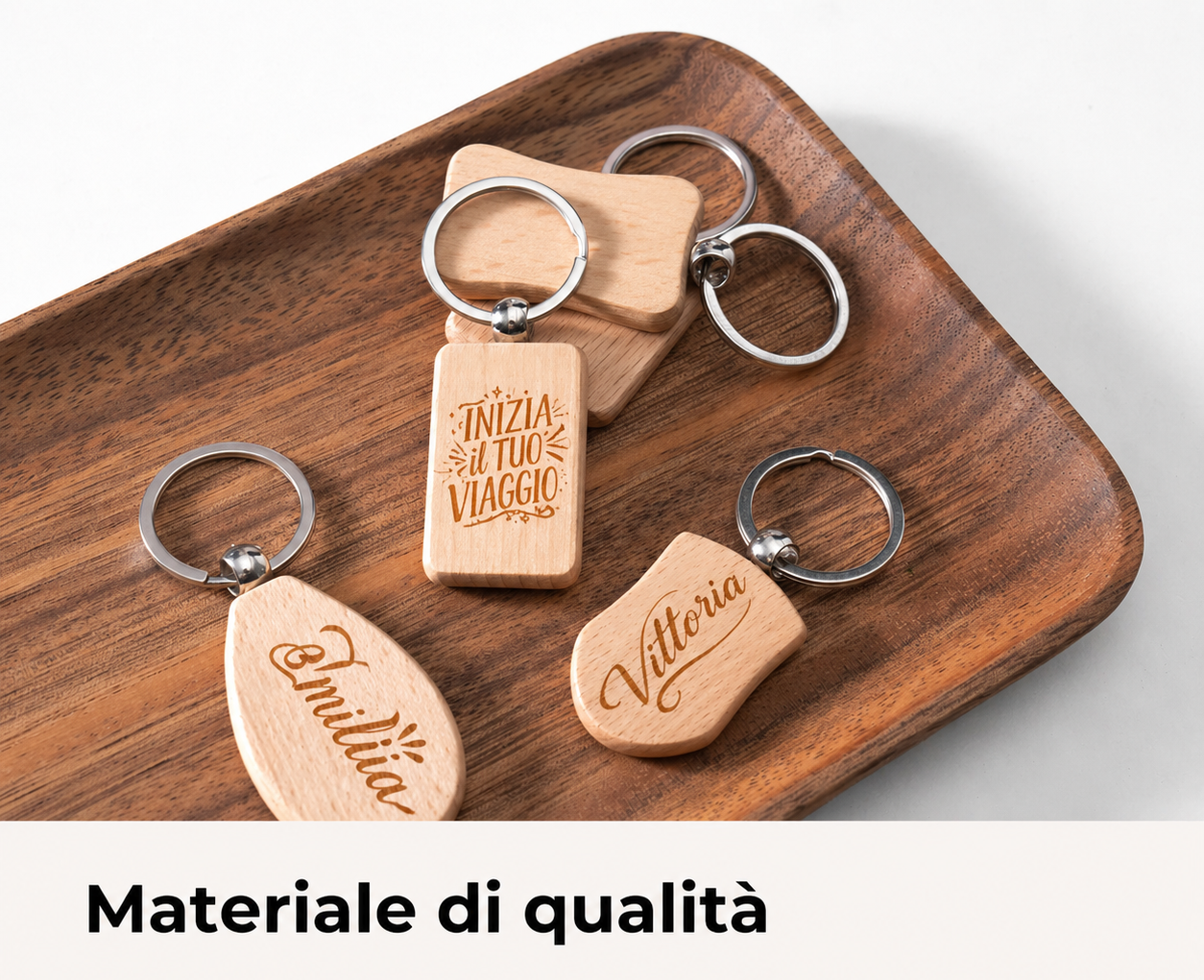 Mix Portachiavi Metallo e Legno Personalizzati