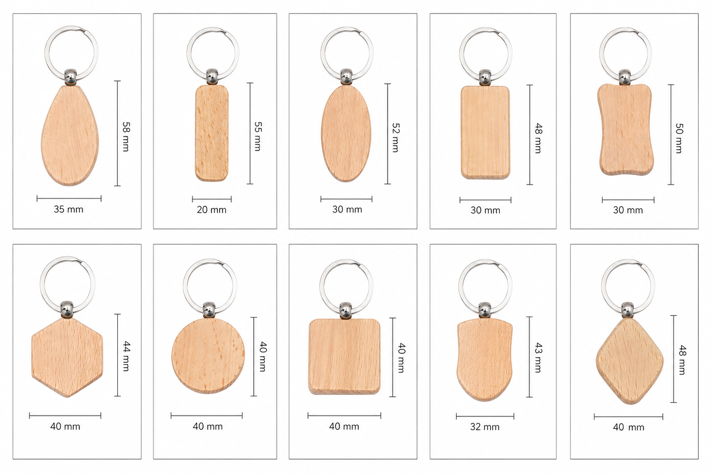 Mix Portachiavi Metallo e Legno Personalizzati