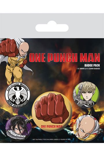 One Punch Man Pin-Back Buttons 5-Pack Destructive