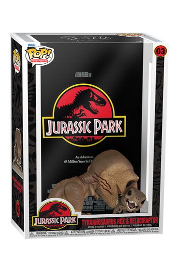 Jurassic Park POP! Movie Poster &amp; Figure Tyrannosaurus Rex &amp; Velociraptor 9 cm
